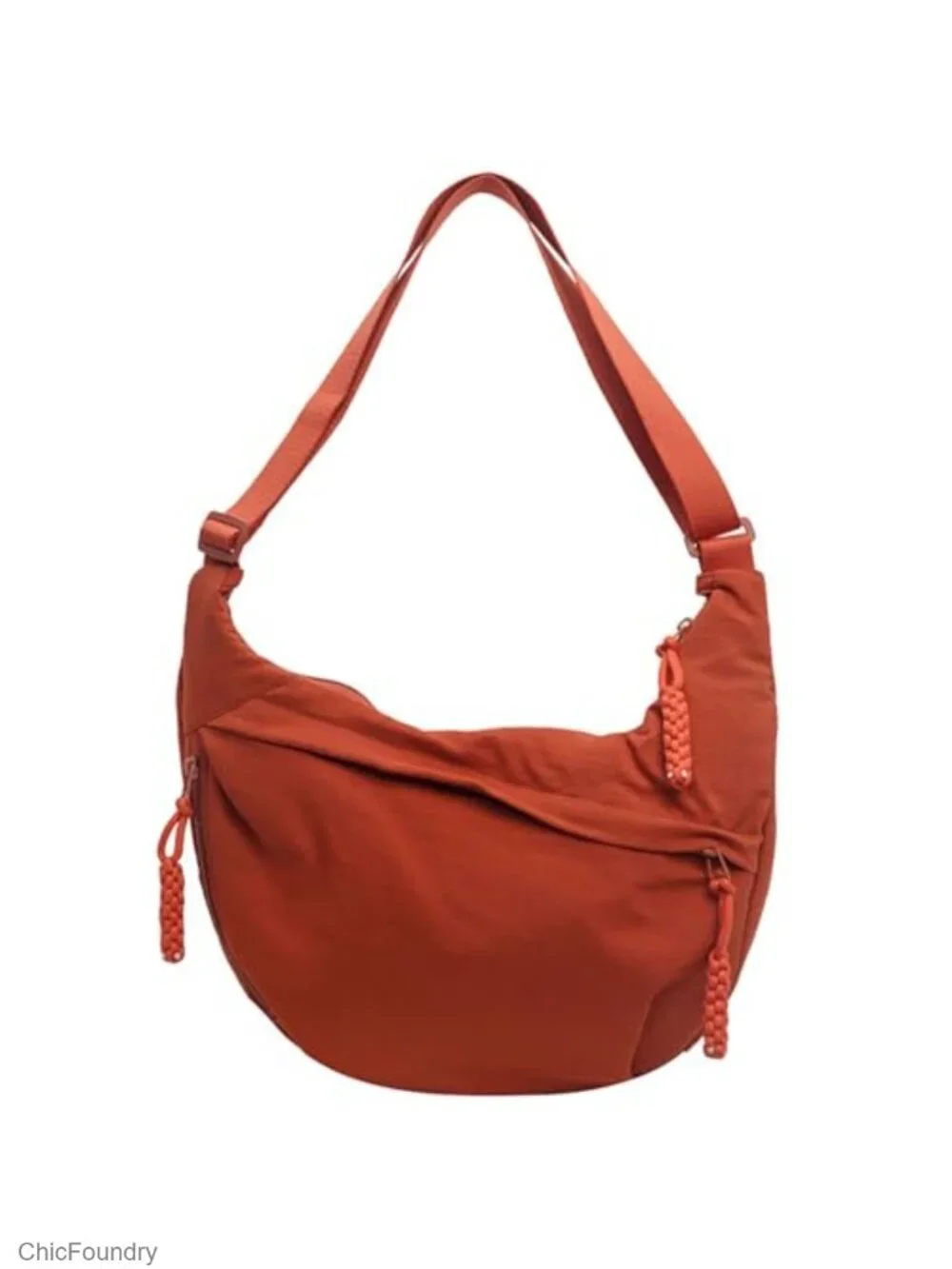 Nylon Crescent Crossbody Bag with Adjustable Strap Multi-Pocket Hobo Shoulder